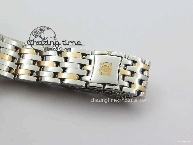 0426 De Ville 27mm SS RG Ladies MK 1:1 Best Edition White MOP Dial Diamond Markers On SS Bracelet Ronda Quartz Chic 8198